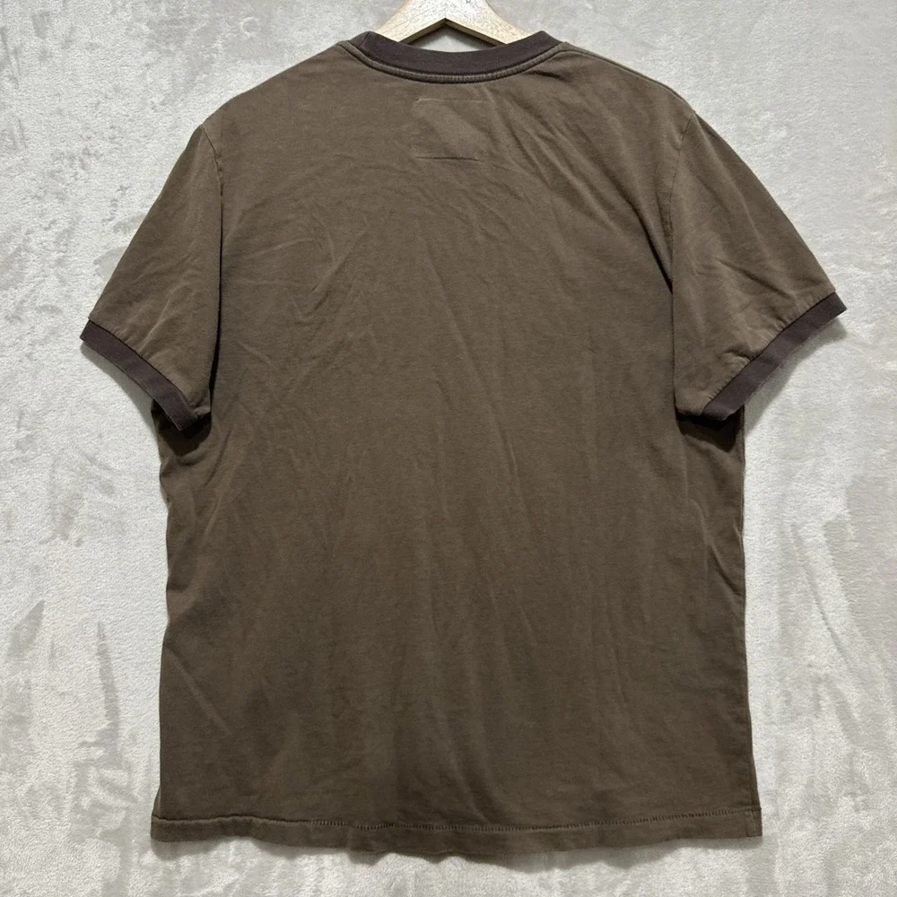 Aeropostale 1987 NY Graphic T Shirt Men's‎ L Brown Short Sleeve Ribbed Crewneck